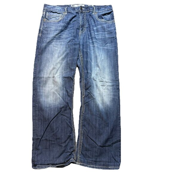 Buckle Other - Buckle BKE Jeans Mens 36x28 Blue Dark Wash Tyler Straight Stretch Denim Whiskers